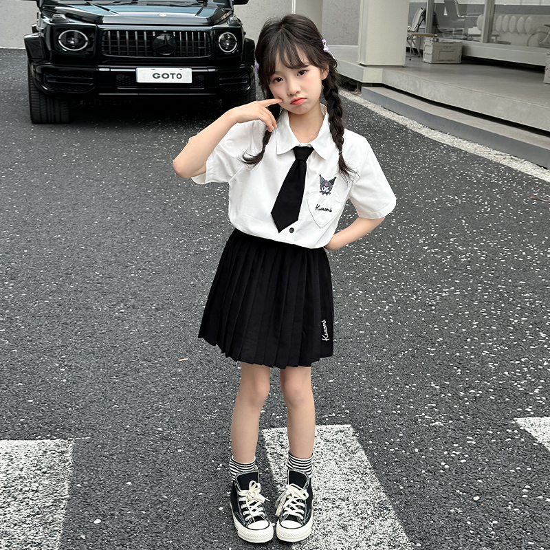 女童套装2024新款洋气夏装jk制服夏款小学生学院风裙子夏天两件套