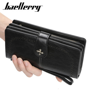 baellerry女士钱包复古时尚拉链零钱包简约长款创意多卡位手抓包