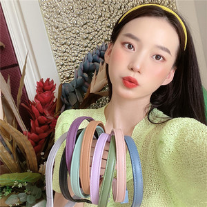 韩国明星jenny金智妮同款纯色皮质百搭简约头箍发箍发卡