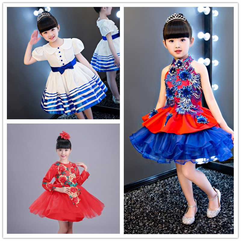 六一儿童公主裙演出服女童舞台主持人蓬蓬裙舞蹈表演服装唱歌礼服