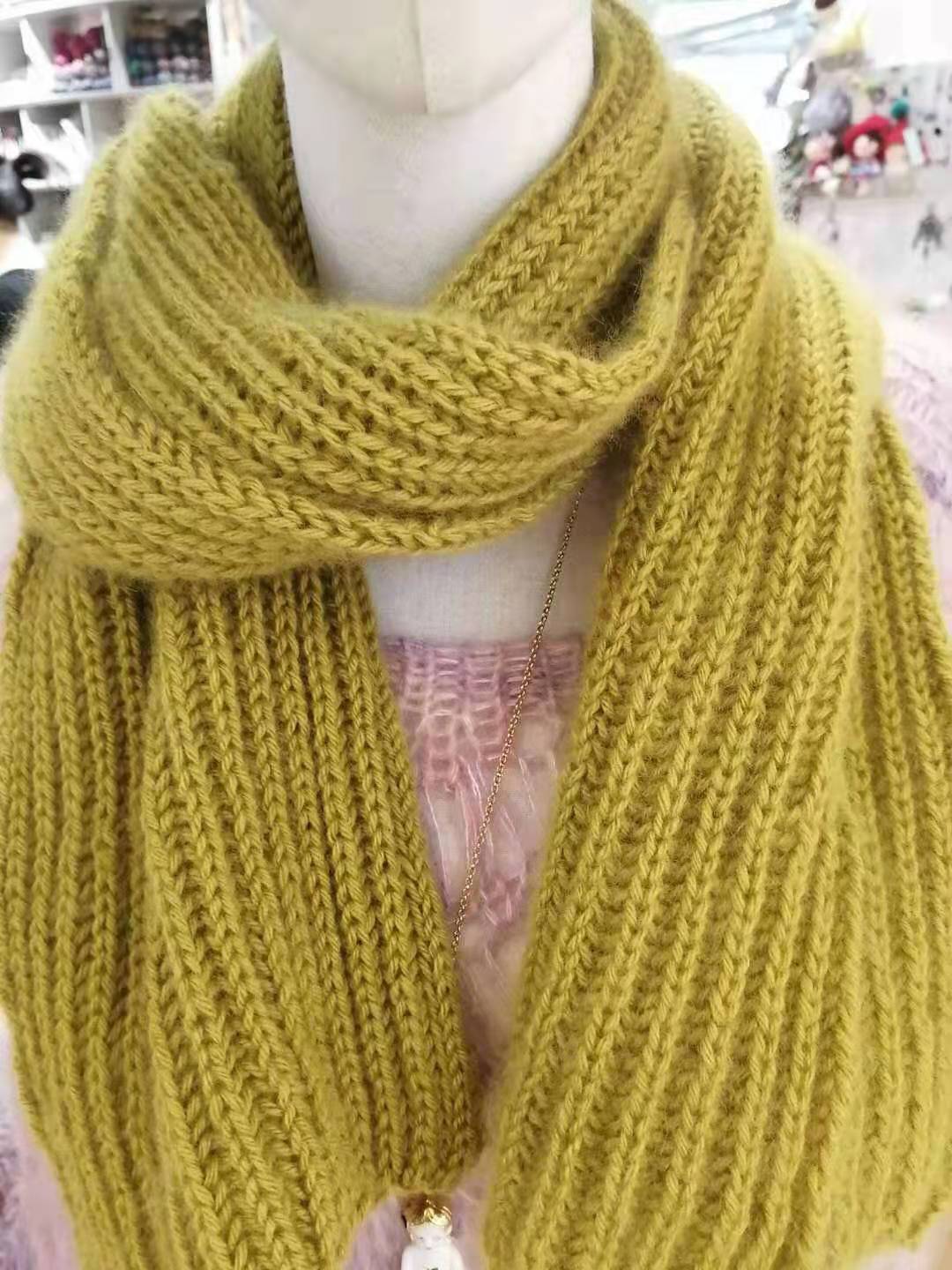 cashmere dk 山羊绒4股冬季围巾围脖 初学新手附教程图纸双元宝针