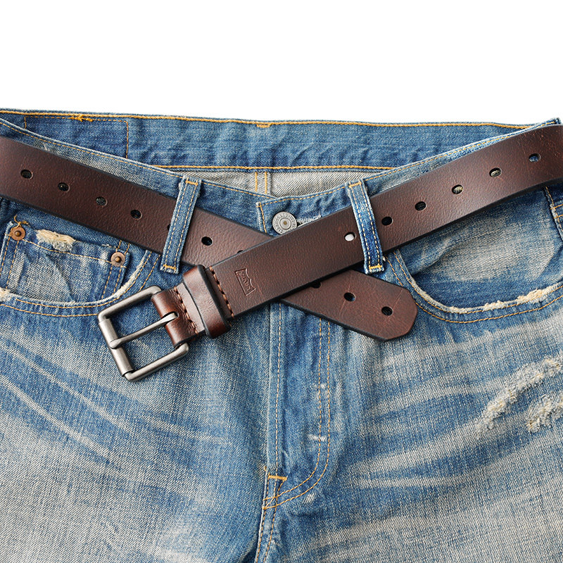 正品 levis李维斯牛仔裤皮带男士复古真皮休闲针扣腰带年轻人潮牌