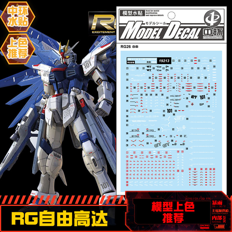 中环水贴1/144 rg14strike freedom 强袭自由高达模型水贴纸19213