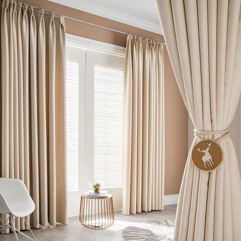 米色卧室窗帘2021年卧室新款ins风遮光客厅奶茶色温馨高级感日式