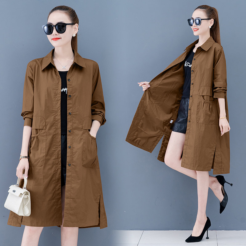 BY65#200斤春装外套风衣女中长款加肥加大码春秋上衣