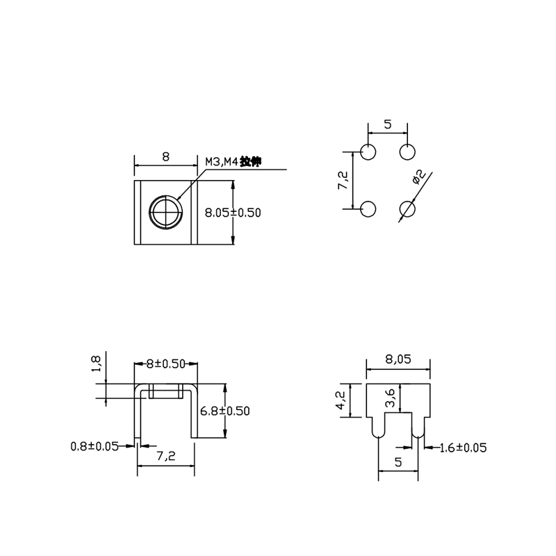 PCB-18 螺母焊接端子 M3接线端子柱 五金压鉚固定座攻牙U型铜插脚