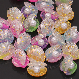 仿真珍珠七彩贝壳儿童迷你玩具微缩小摆件树脂配件发夹小饰品装饰