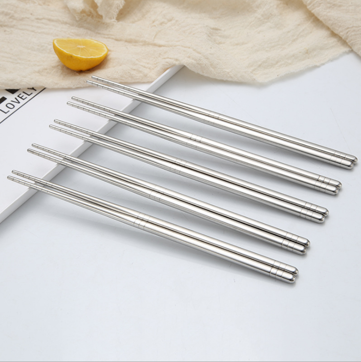 不锈钢筷子家用防滑10双装筷子套装防霉耐高温不发霉银铁快子
