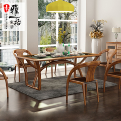 【双12首发】乌金木全实木餐桌长方形玻璃饭桌北欧餐厅椅组合桌子