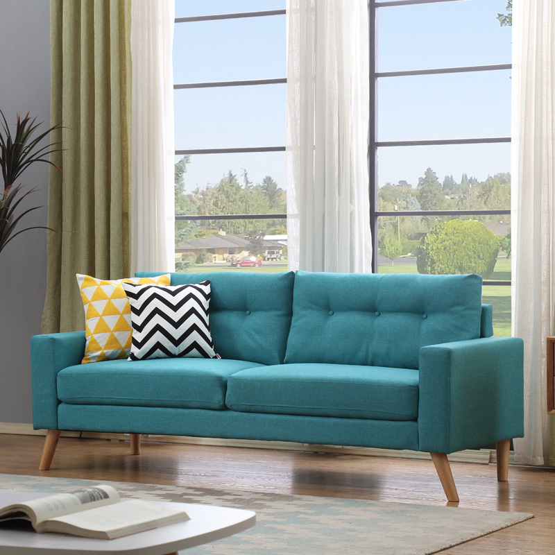 北欧现代客厅小户型组合布艺沙发卧室两用简约实木双人三人位沙发
