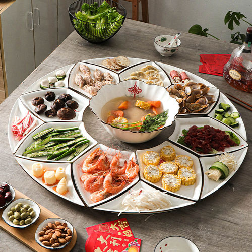 四菜一汤拼盘摆盘餐具网红组合碗盘网红拼盘碟子家用菜盘一套四方
