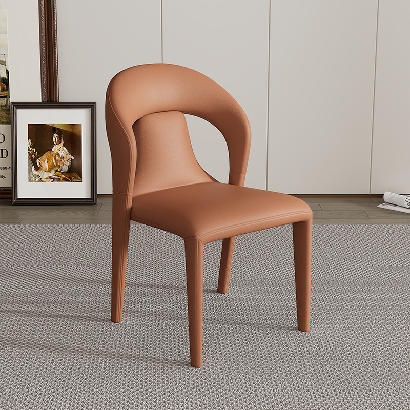 家用餐椅设计师高端轻奢高级感2023新款极简奶油风镂空形靠背椅子