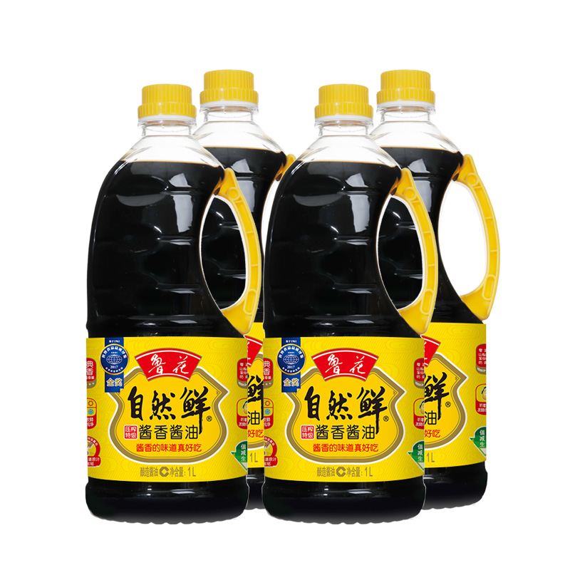 鲁花直销鲁花自然鲜酱香酱油1lx4非转基因酿造酱油调味品