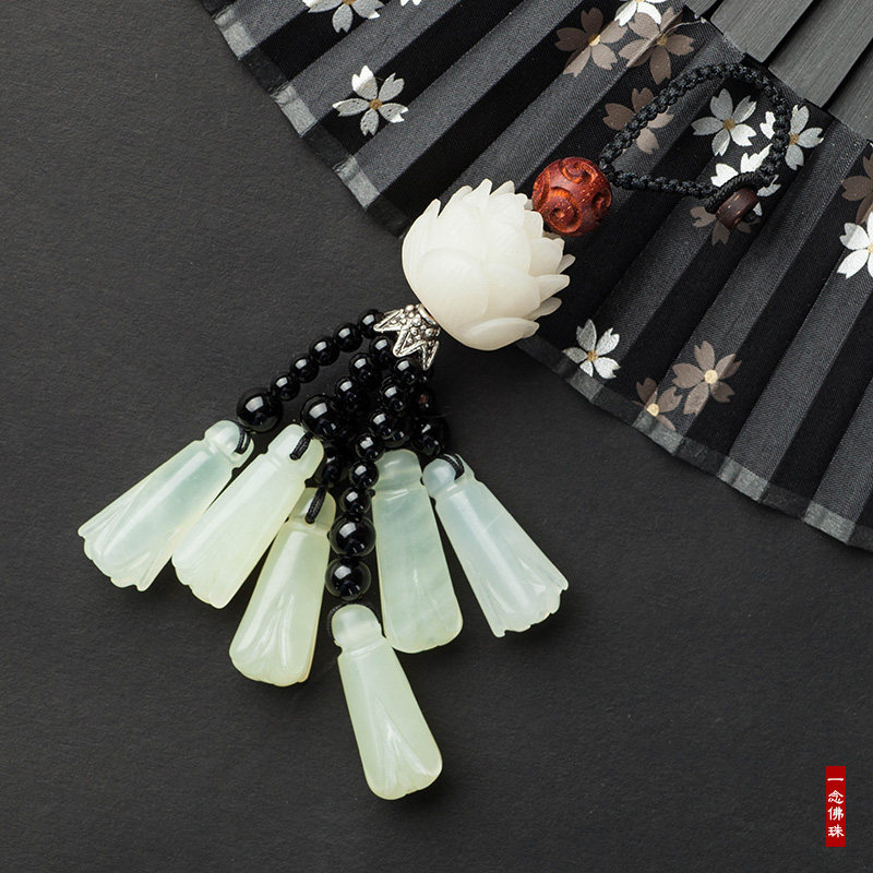 省10元 小叶紫檀莲花汽车挂件后视镜吊坠血檀车内饰品开光保平安符大