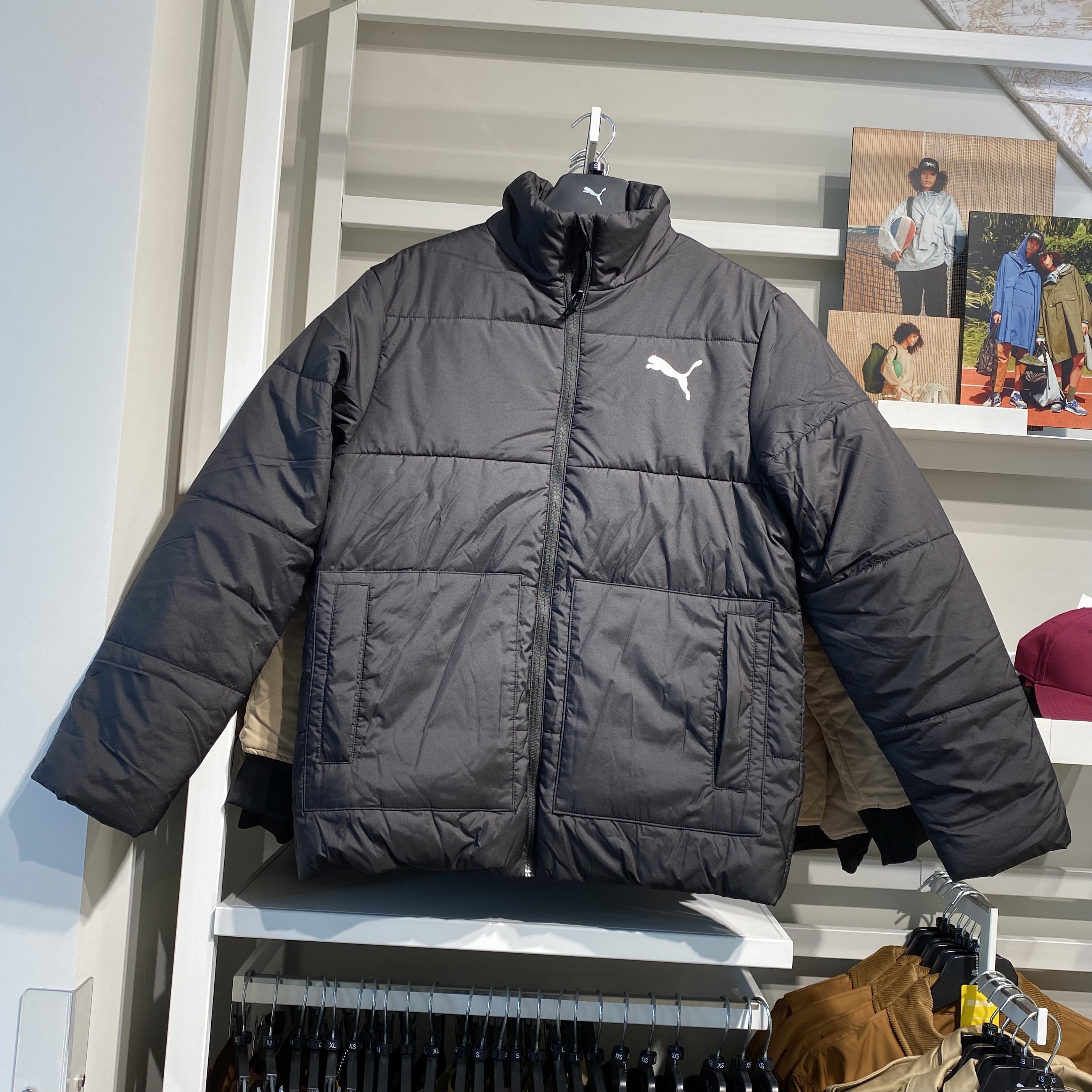 puma彪马立领棉服外套男2022秋新款运动服黑色保暖防风夹克582129