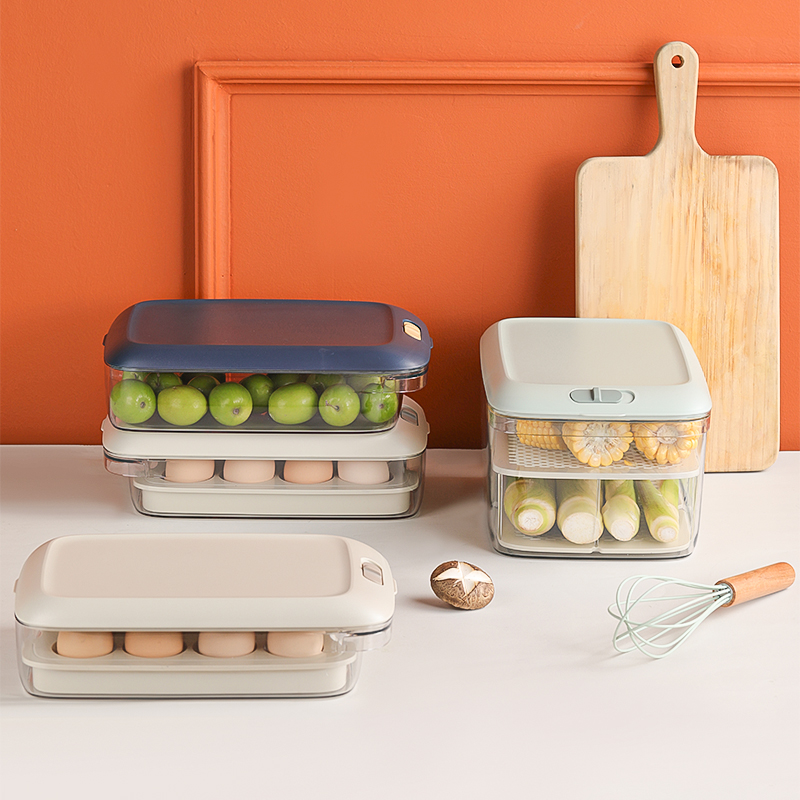 收纳盒冰箱专用鸡蛋水果整理冷冻保鲜盒食品级家用带盖密封储物盒