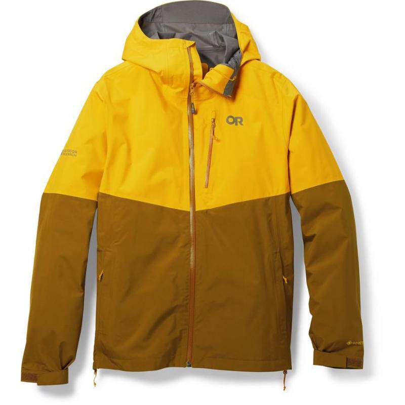 正品outdoor research流行冲锋衣男黄灰拼色防风宽松夹克外套上新