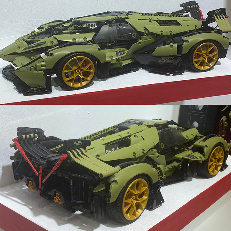 乐高moc兰博基尼跑车v12概念车成人高难度拼装积木玩具绿模型魔域