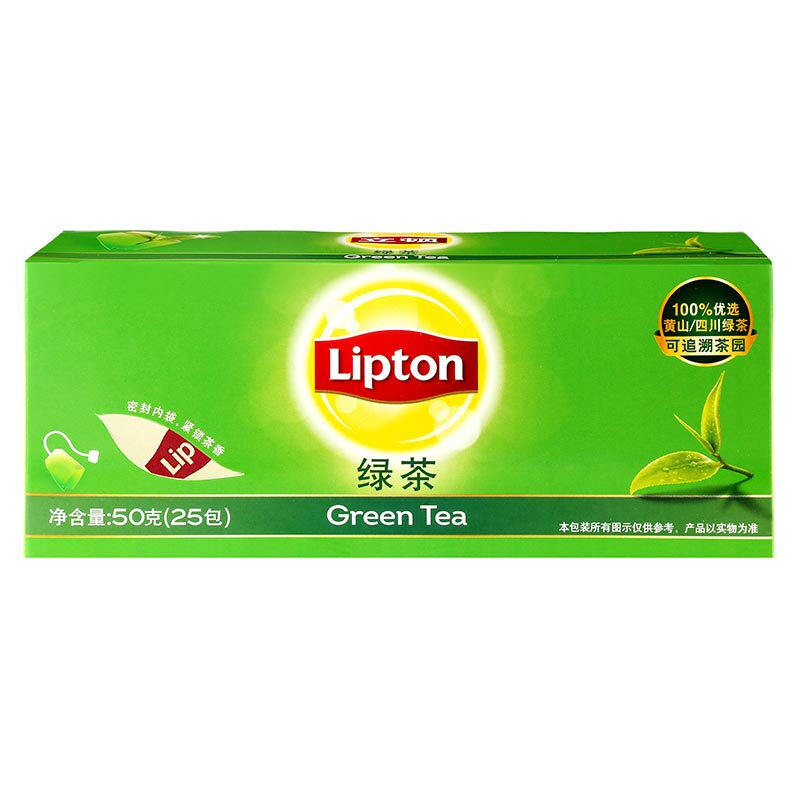 立顿lipton 精装绿茶包 办公室热饮 2g*25包盒装 绿茶包