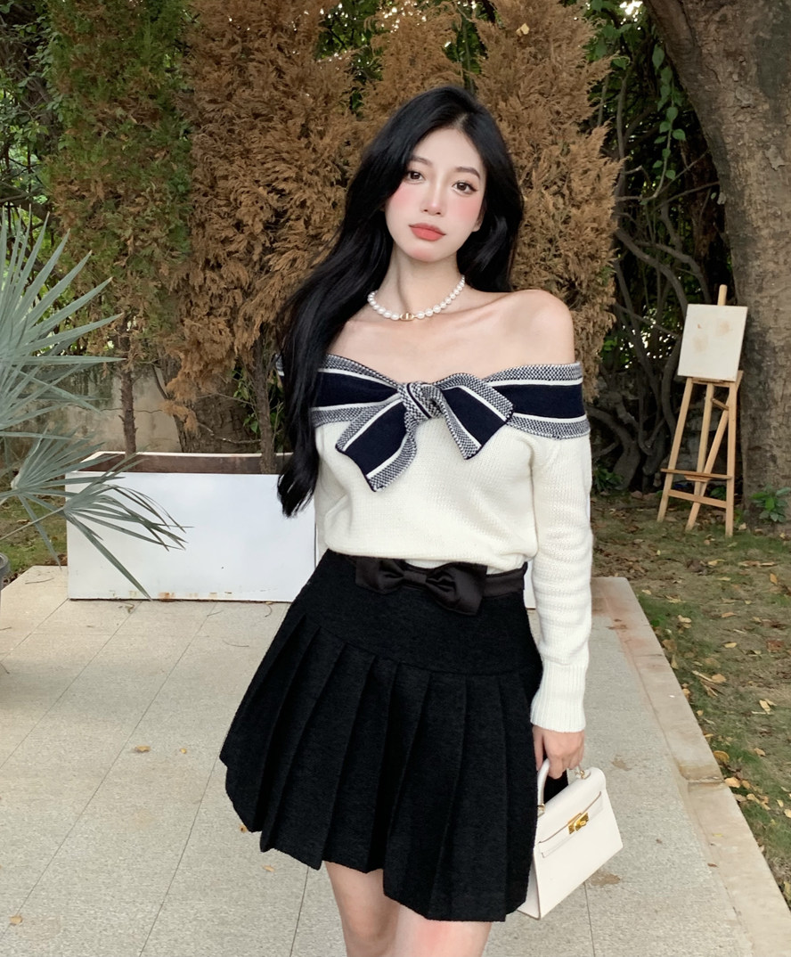 一折露肩上衣一字肩性感女神