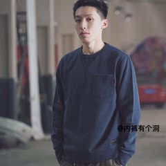 714street 16aw 蜡染 做旧工装潮牌男女休闲加绒圆领套头纯色卫衣