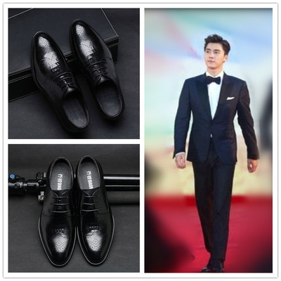 2022新款真皮李易峰同款鞋子年轻英伦商务休闲鞋配西装的男士皮鞋