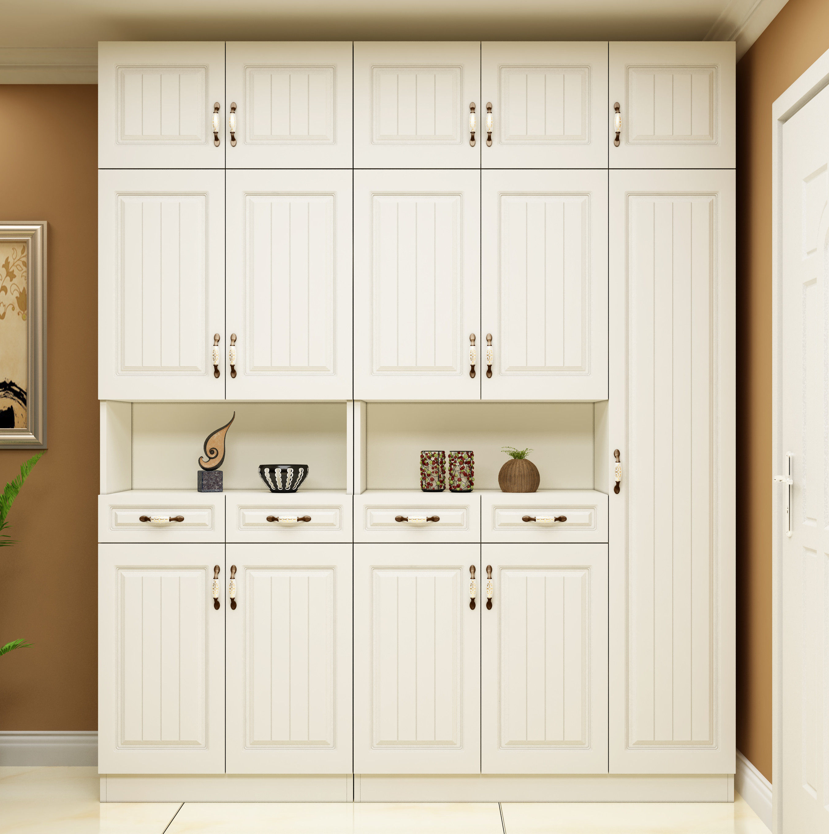 鞋柜多功能 小户型_鞋柜家用门口大容量玄关柜组合高柜多层白色入户多