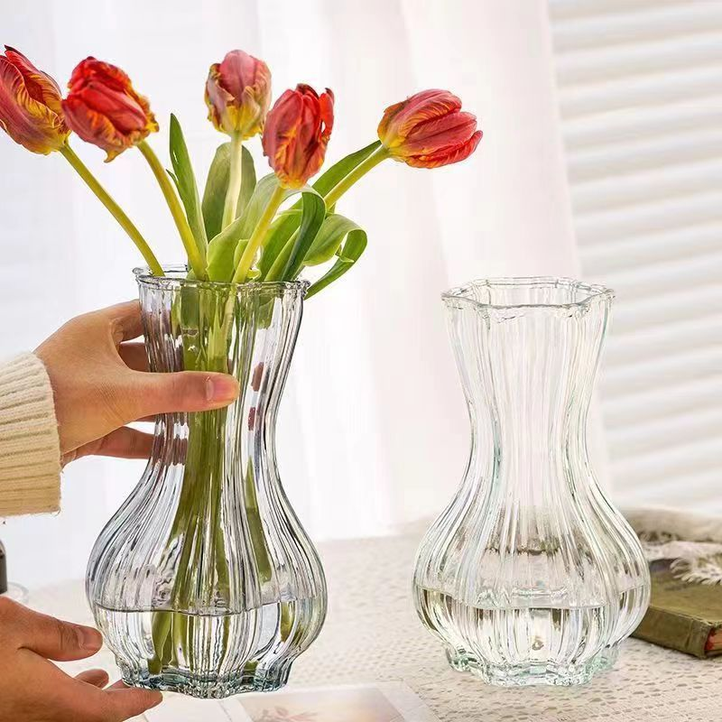 北欧ins简约玻璃花瓶大蒜造型水养富贵竹百合鲜花插花瓶居家摆件