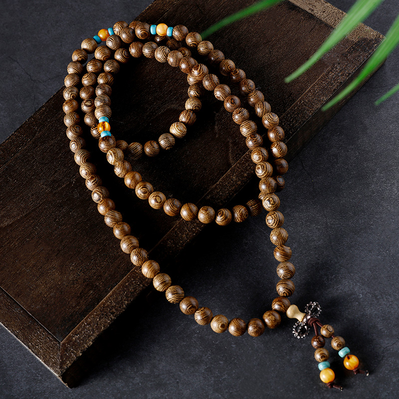 阿弥陀佛佛珠108颗鸡翅木铁刀木藏式男款女款手链8mm转运念珠手