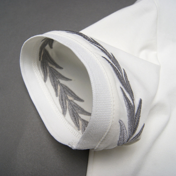 特价polot恤_夏季新款男士黑白棉纶短袖polot恤衫中国风袖口麦穗刺绣