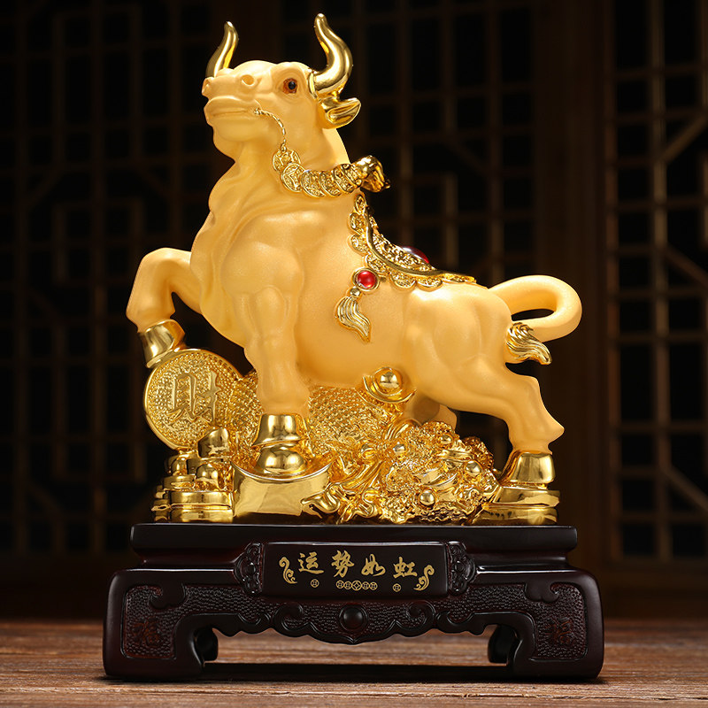 招财金牛工艺摆件生肖牛年吉祥物办公室书桌装饰年会定制贺岁礼品
