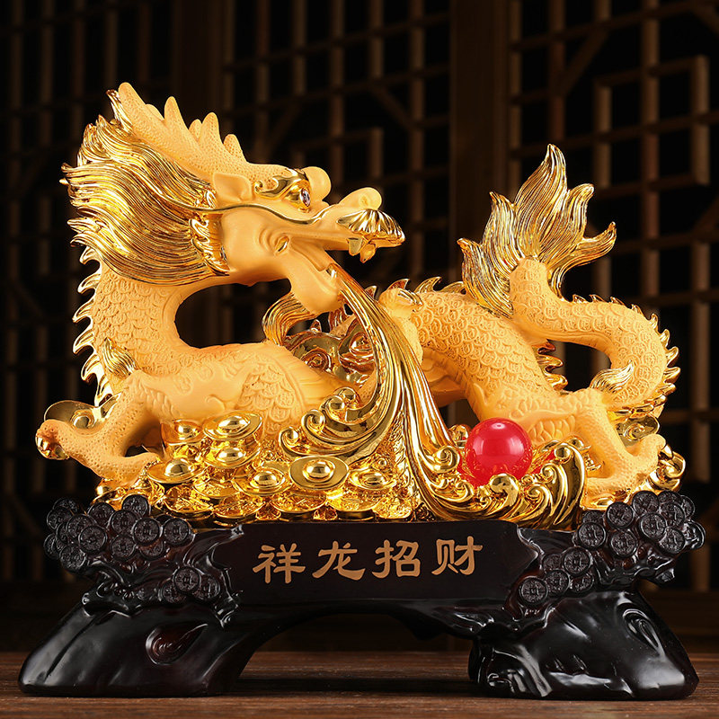 生肖龙金龙摆件大号工艺品招财客厅电视柜装饰品办公室桌面摆件