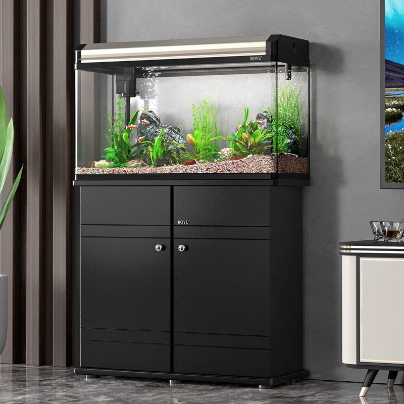 博宇鱼缸水族箱中型生态热弯玻璃造景家用客厅大型金鱼缸60-120cm