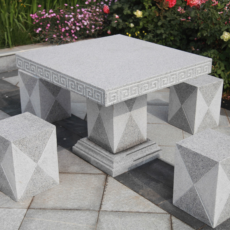 石桌石凳户外庭院花园石雕摆件大理石花岗岩家用方形清仓棋盘桌椅