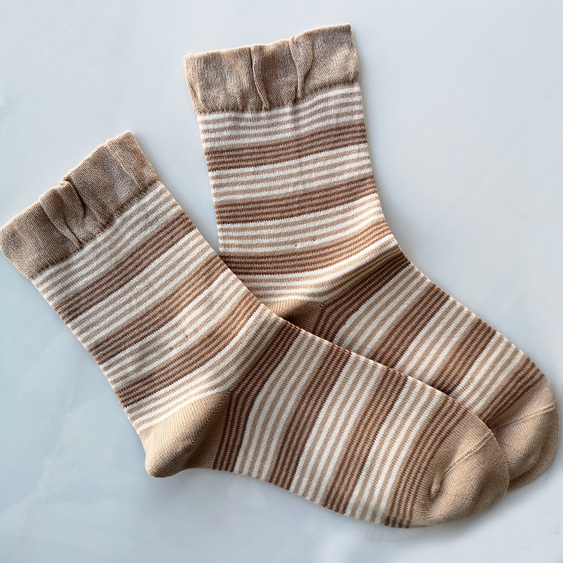 日本进口naigai日式森系仙女柔软棉亲肤条纹无压袜口短袜子女包邮