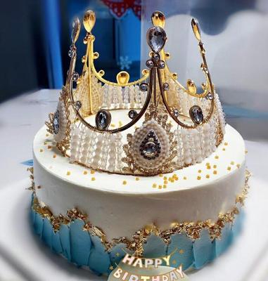 皇冠网红女神生日蛋糕创意奢华女王水钻王冠同城派送新鲜蛋糕