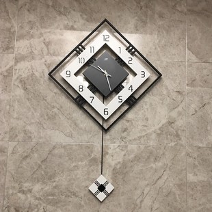 北欧简约创意摇摆钟表 现代客厅时尚个性静音挂钟 超大气装饰时钟