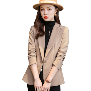 咖啡色西装外套女春秋气质小个子短款今年流行高级感炸街新款西服