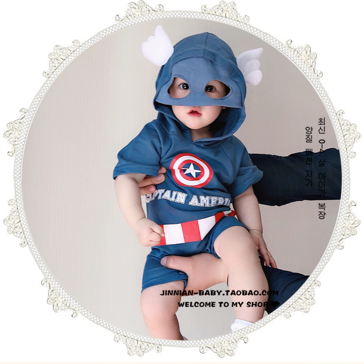 【锦年】夏婴幼儿超人联盟连体哈衣爬服蝙蝠侠蜘蛛侠美国队长