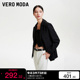 v区绫致Vero Moda西装外套女2023秋冬直筒翻领黑长袖简约通勤