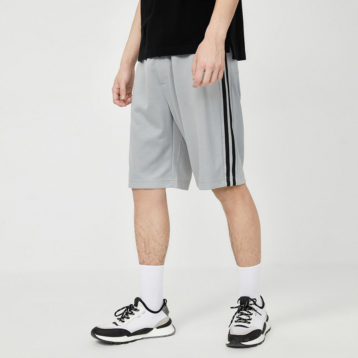 拼接裤子男士垂感侧边条纹青少年直筒bf复古阔腿休闲长裤已售200￥29