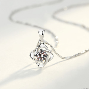 925银项链四叶草套链女锁骨链图片