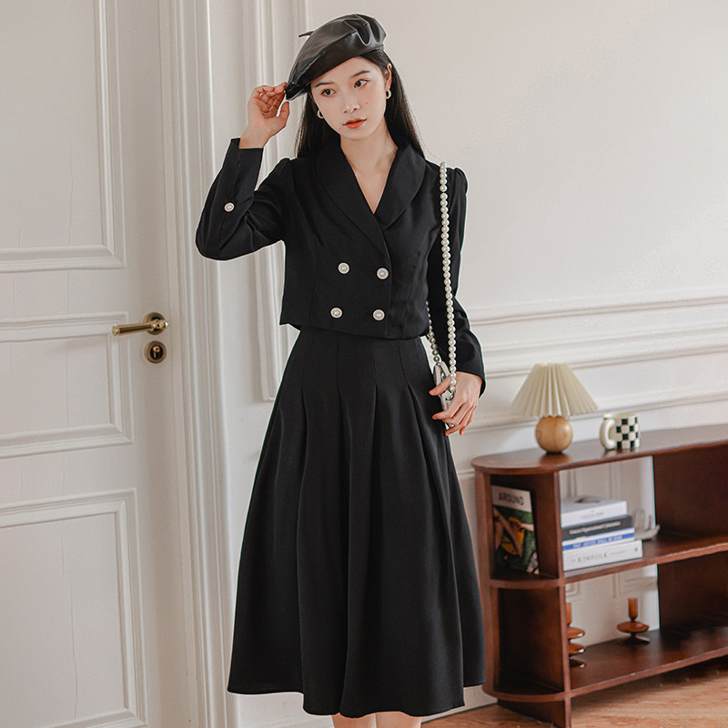 西装裙秋冬套装裙高级感御姐法式复古设计感小众气质连衣裙两件套