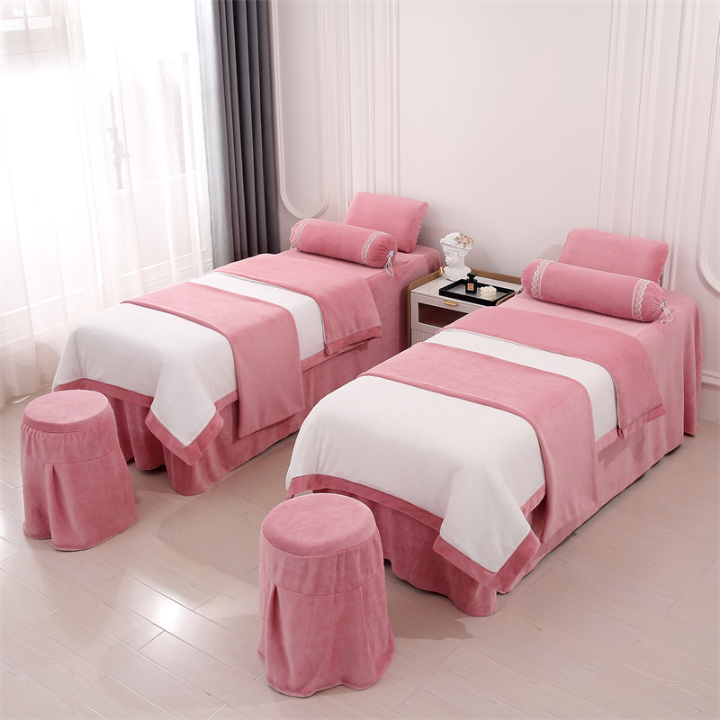 网红美容床罩四件套牛奶绒新款轻奢美容院洗头床套罩按摩床单床罩