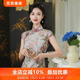 笑倾城*三重门中国风真丝40姆米宋锦无袖复古旗袍新中式女装礼服