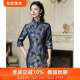 翠羽*三重门春秋非遗宋锦真丝修身显瘦长旗袍中国风复古礼服女士