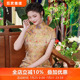花映月三重门2025年新款夏季非遗宋锦高端长款旗袍日常民国风气质