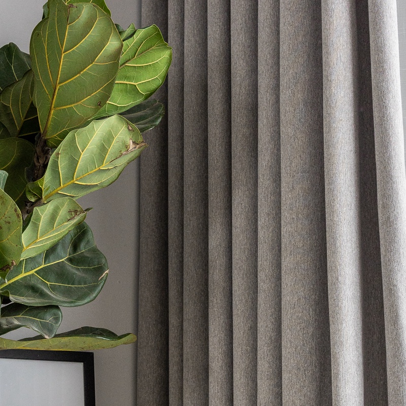 帘花记 北欧风格窗帘 简约现代仿羊绒素色客厅卧室遮光窗帘定制