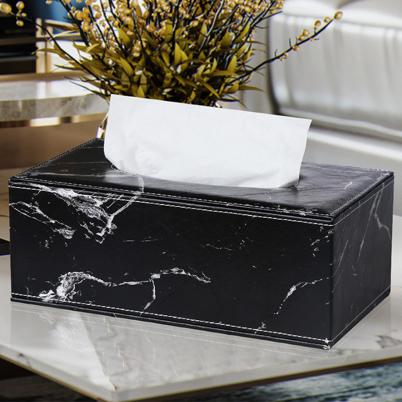 皮革纸巾盒北欧ins 创意欧式客厅纸巾盒大理石纹网红轻奢风抽纸