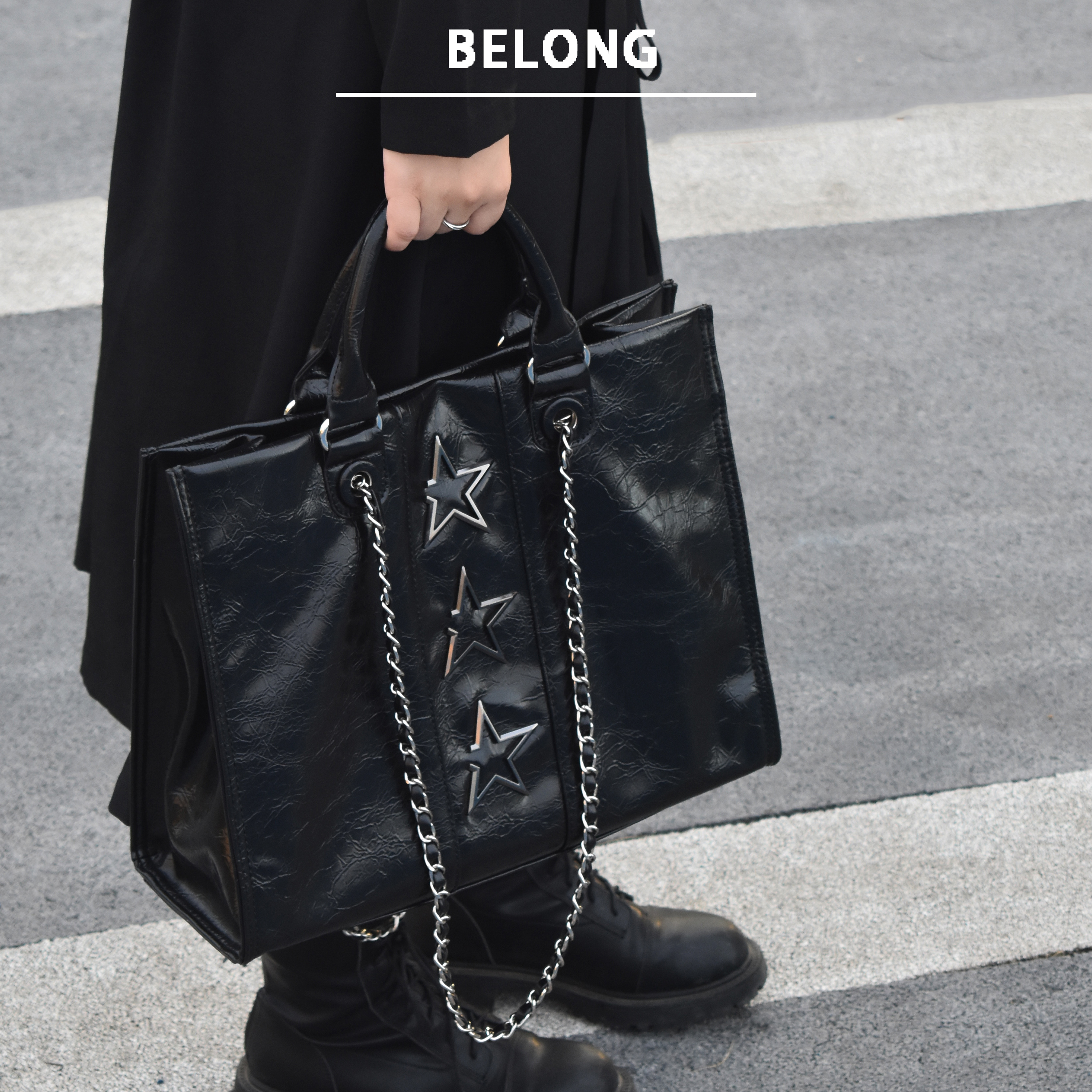 Belong原创托特包小众个性大容量包包通勤质感单肩包女上课手提包